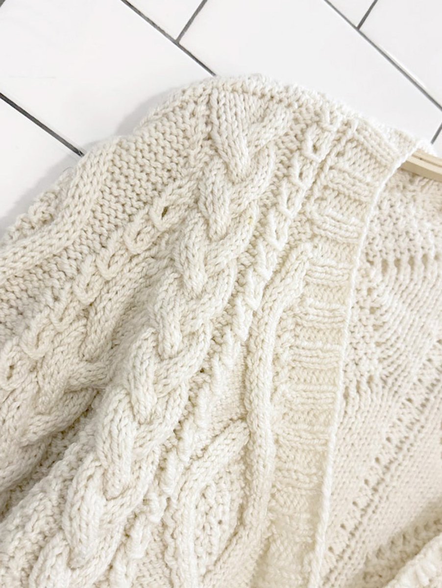 chunky wool cable knit wood button knit cardigan - good market thrift store