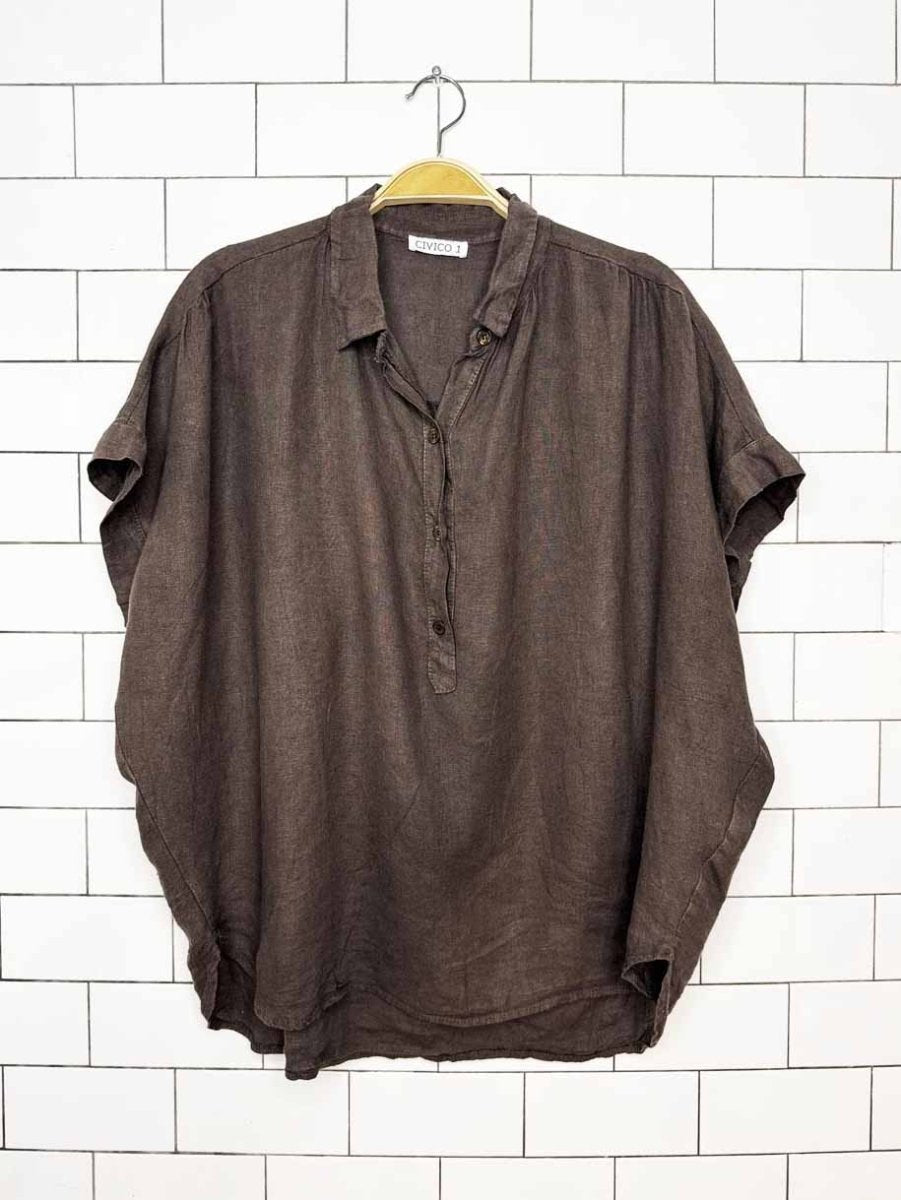 civico 1 100% linen oversized boxy shirt | made in Italy - good market thrift store