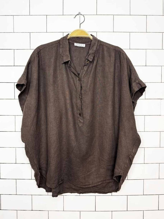 civico 1 100% linen oversized boxy shirt | made in Italy - good market thrift store