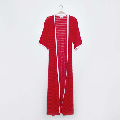 vintage 60s liberty mrs. claus fleece mesh belted robe - one size