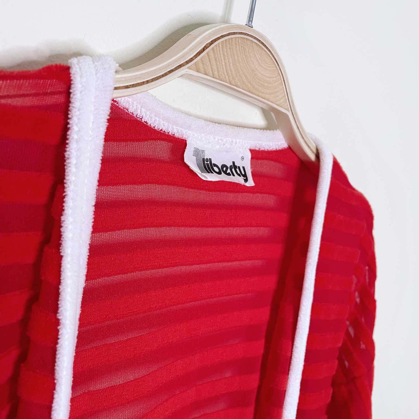 vintage 60s liberty mrs. claus fleece mesh belted robe - one size