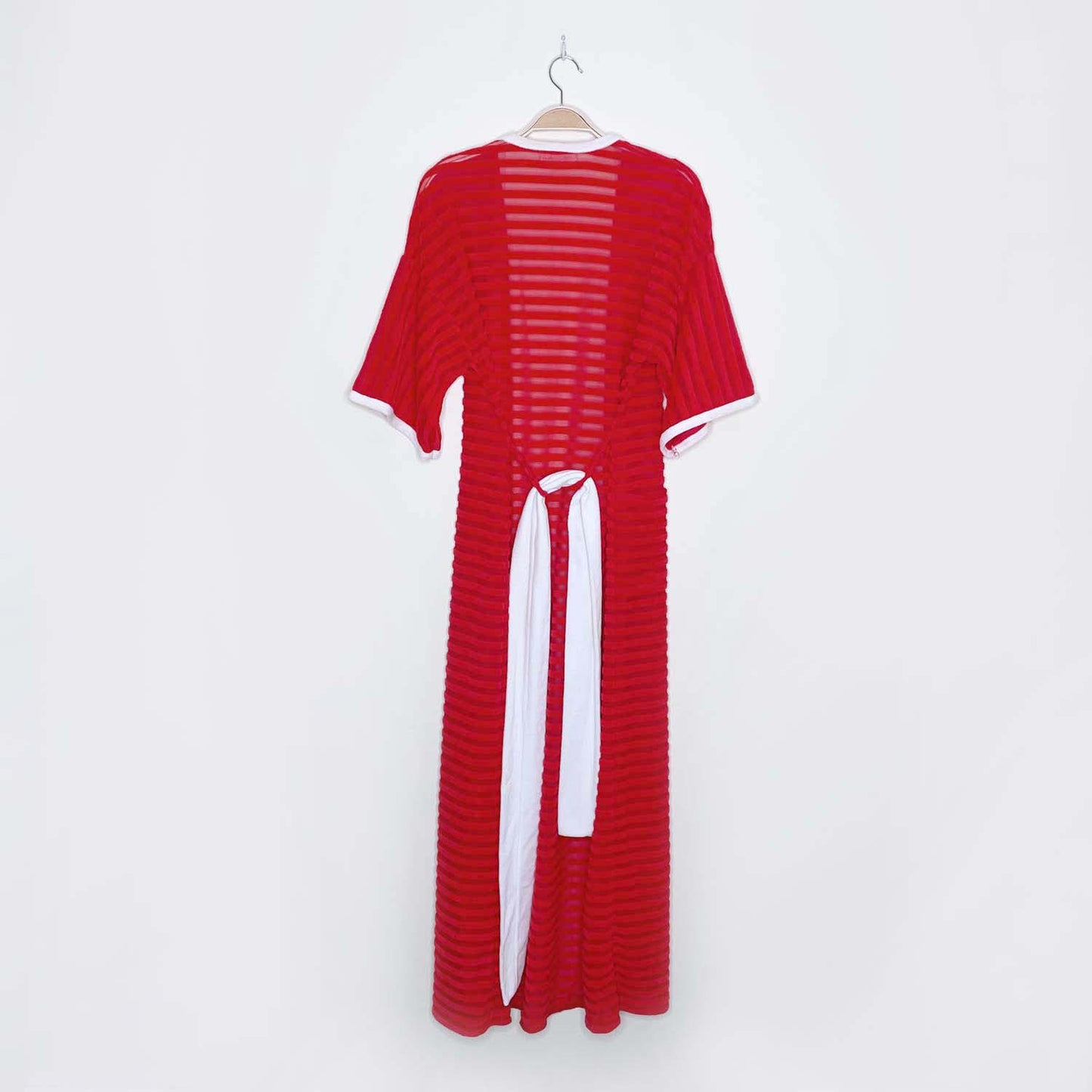 vintage 60s liberty mrs. claus fleece mesh belted robe - one size