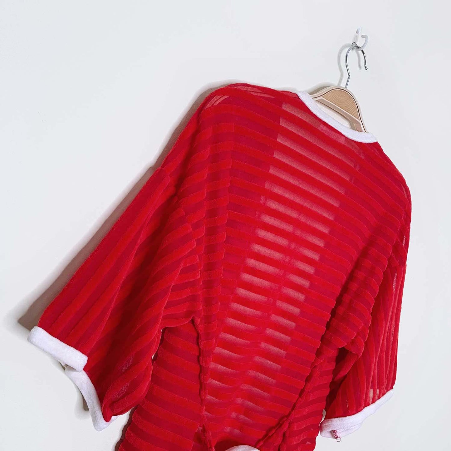 vintage 60s liberty mrs. claus fleece mesh belted robe - one size