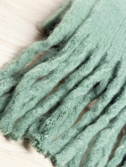 cleo fuzzy soft fringe ribbed knit scarf - good market thrift store