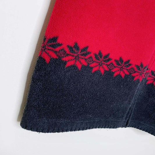 vintage cleo fleece snowflake blanket stitch vest - size small