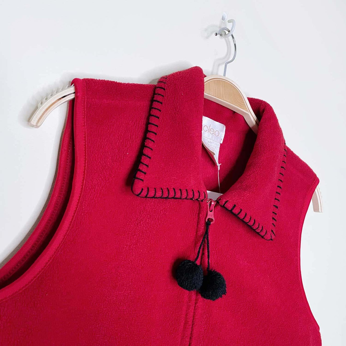 vintage cleo fleece snowflake blanket stitch vest - size small