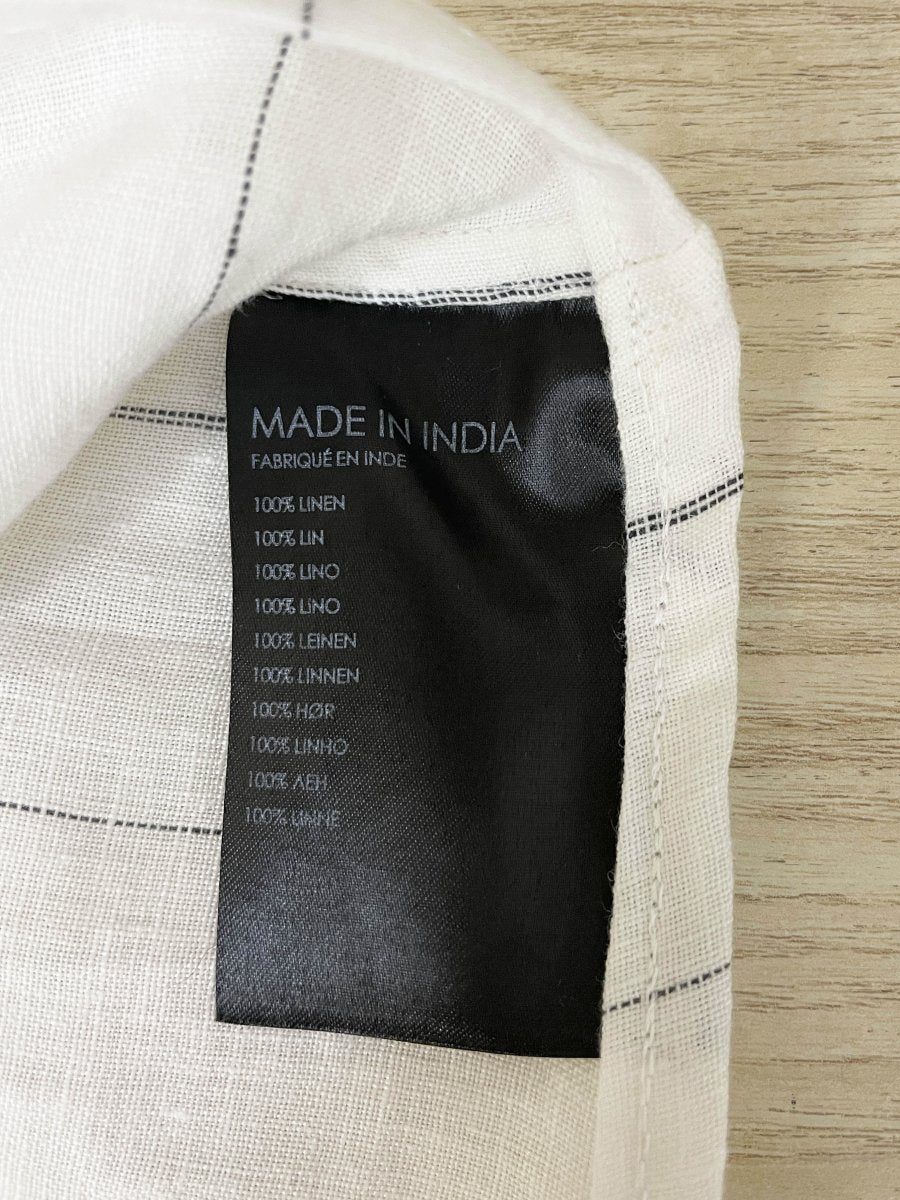 club monaco 100% linen pinstripe boxy crop shirt | made in India - good market thrift store