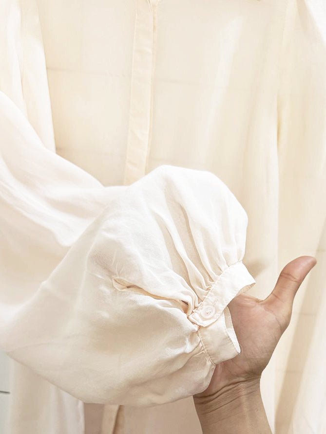 club monaco 100% silk sheer puff sleeve blouse - good market thrift store