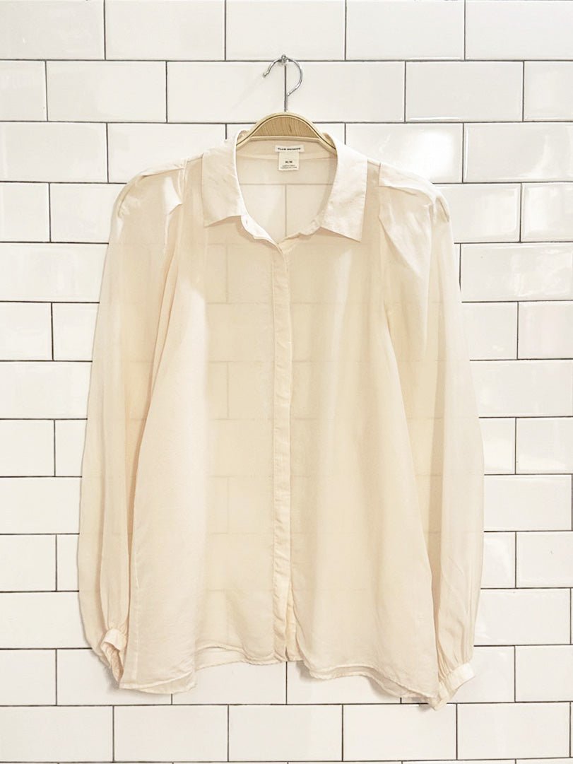 club monaco 100% silk sheer puff sleeve blouse - good market thrift store