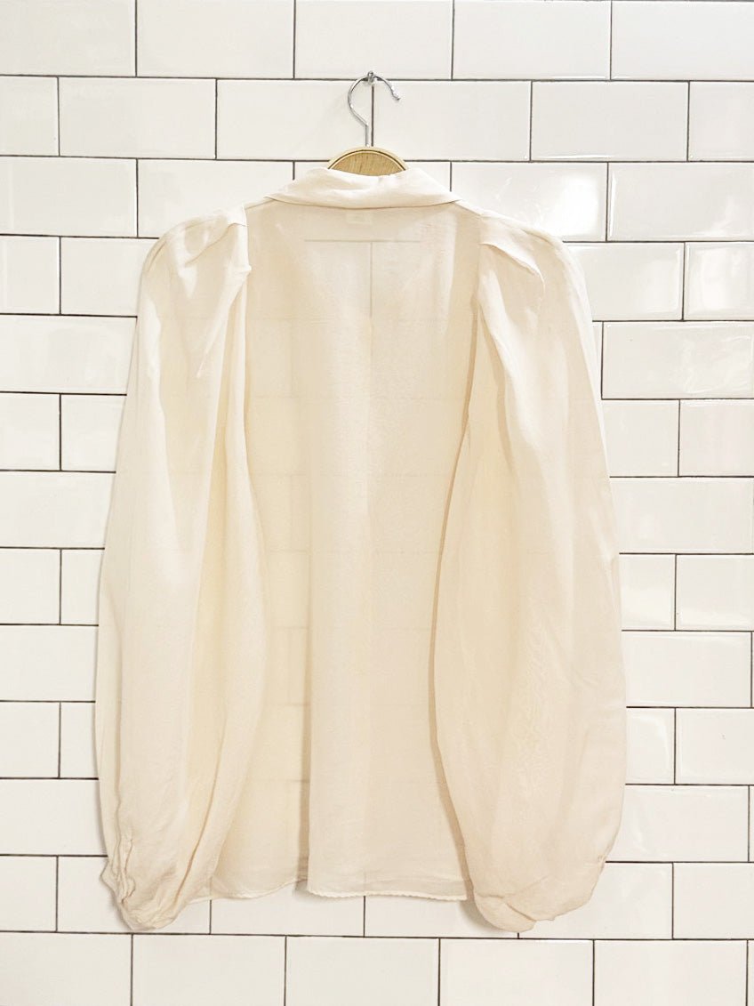 club monaco 100% silk sheer puff sleeve blouse - good market thrift store