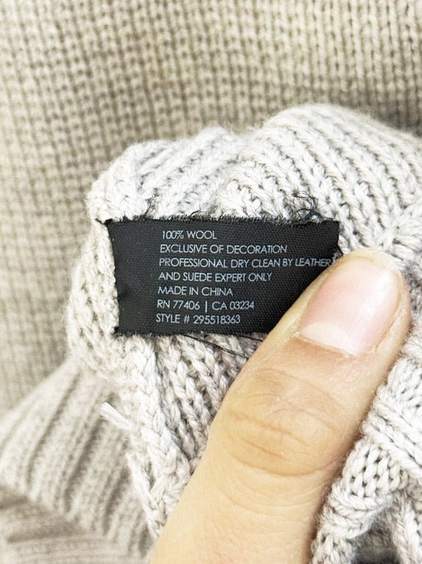 club monaco 100% wool suede detail full zip knit cardigan - good market thrift store