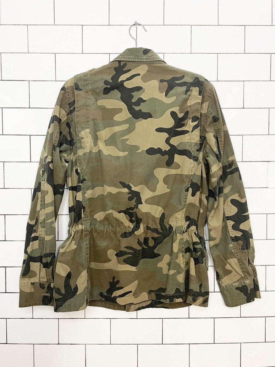 club monaco camo zip up cinch waist light utility jacket - good market thrift store