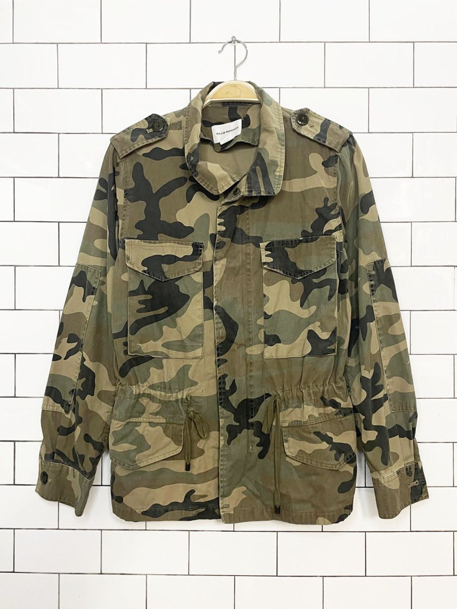 club monaco camo zip up cinch waist light utility jacket - good market thrift store