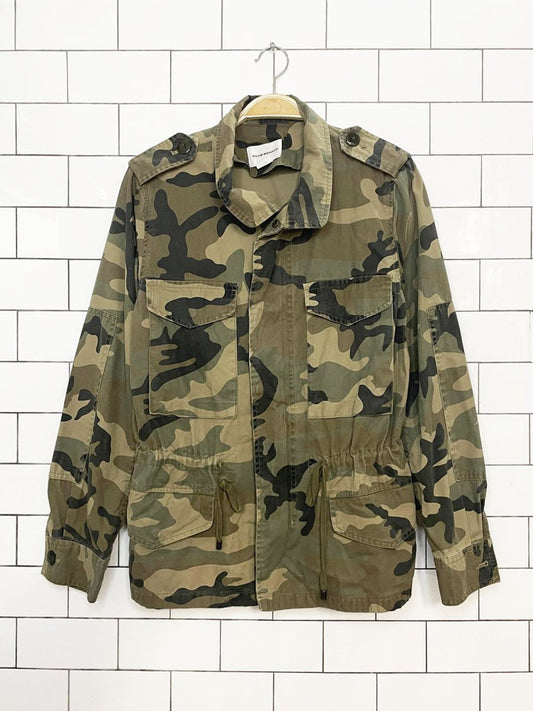 club monaco camo zip up cinch waist light utility jacket - good market thrift store