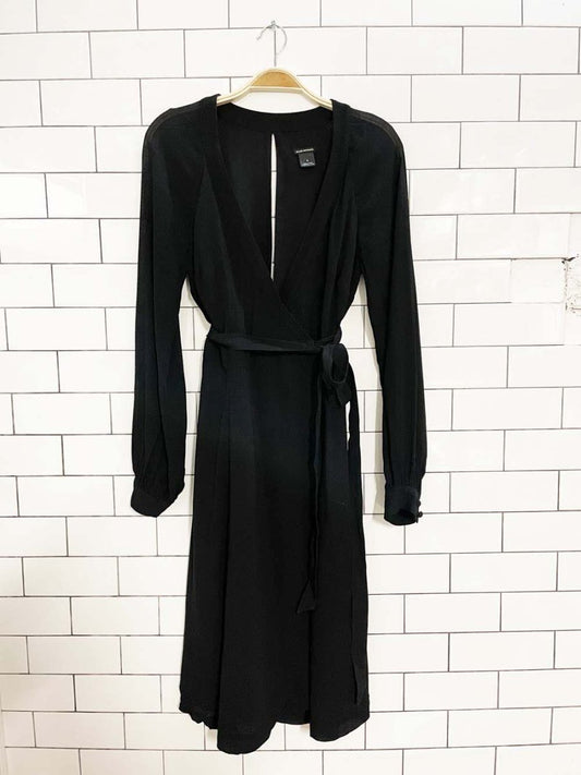 club monaco chiffon wrap long sleeve midi dress - good market thrift store