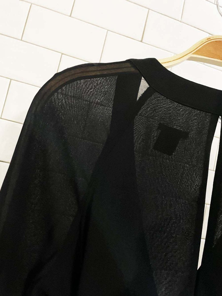 club monaco chiffon wrap long sleeve midi dress - good market thrift store