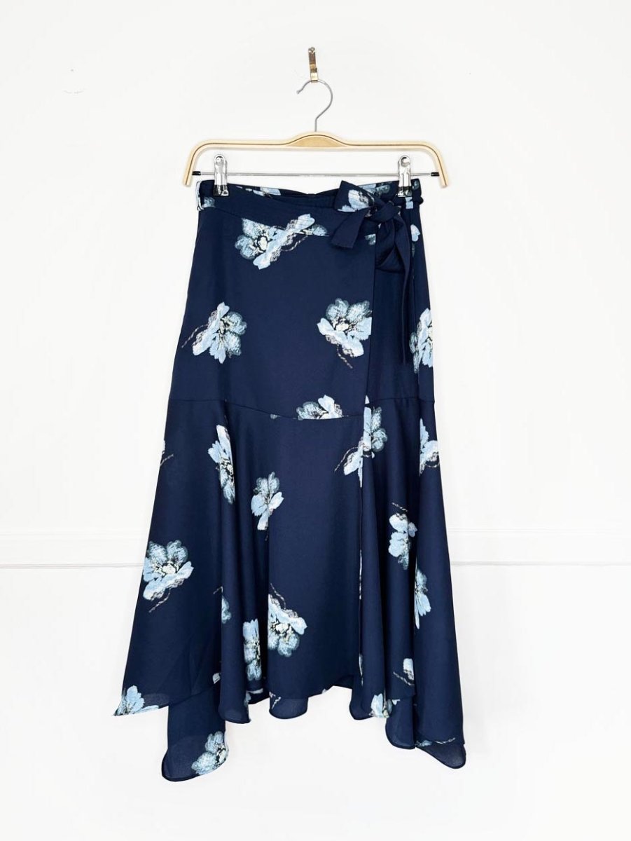club monaco floral tie wrap midi skirt - good market thrift store