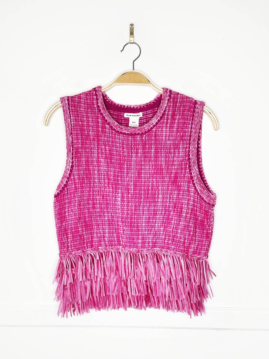 club monaco jadrian fringe hem knit sleeveless top - good market thrift store