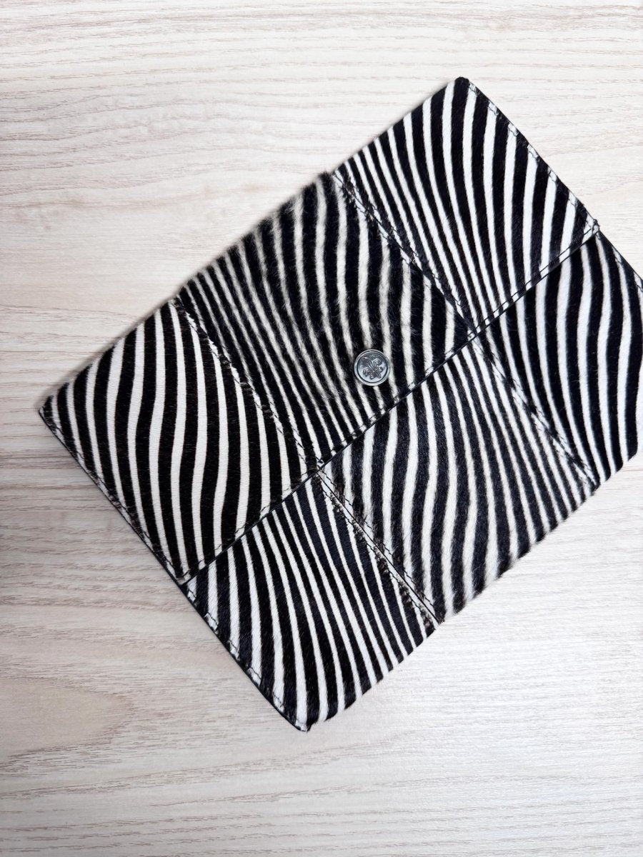 club monaco jessie zebra pony hair leather clutch - good market thrift store