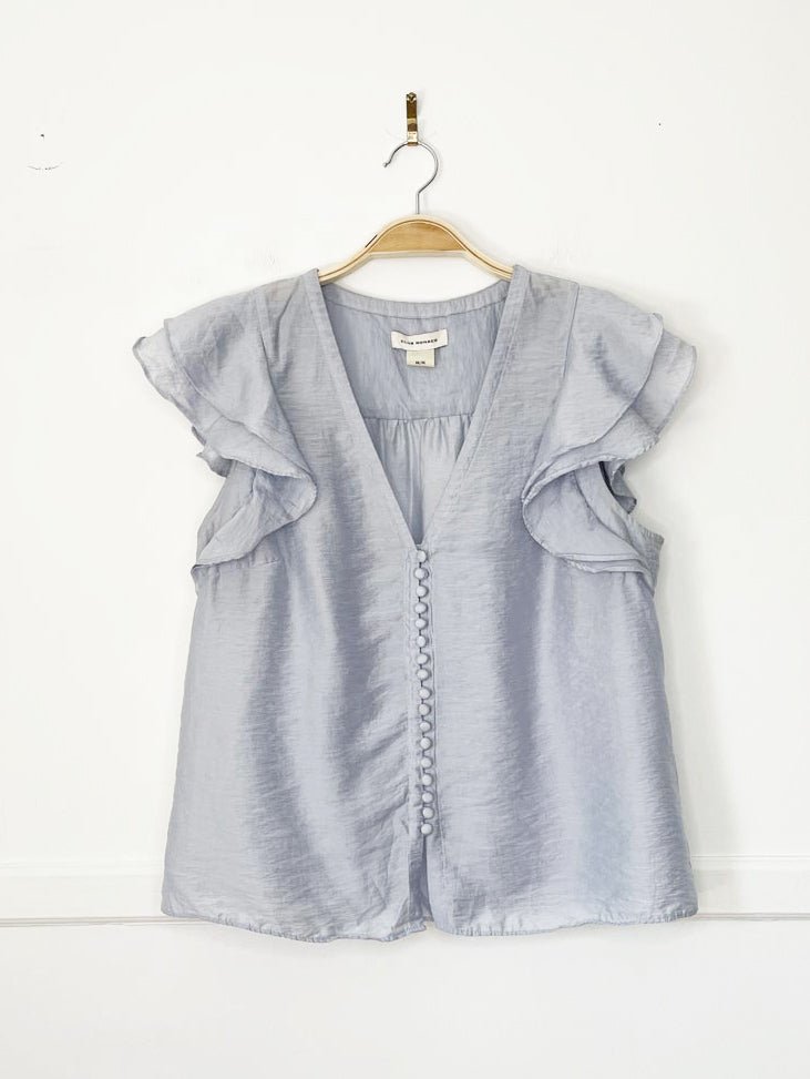 club monaco ruffle sleeveless sheer top - good market thrift store