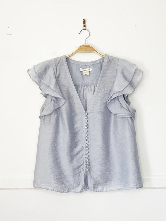 club monaco ruffle sleeveless sheer top - good market thrift store