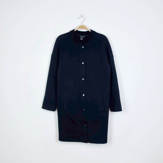 club monaco long bomber minimalist jacket - size small