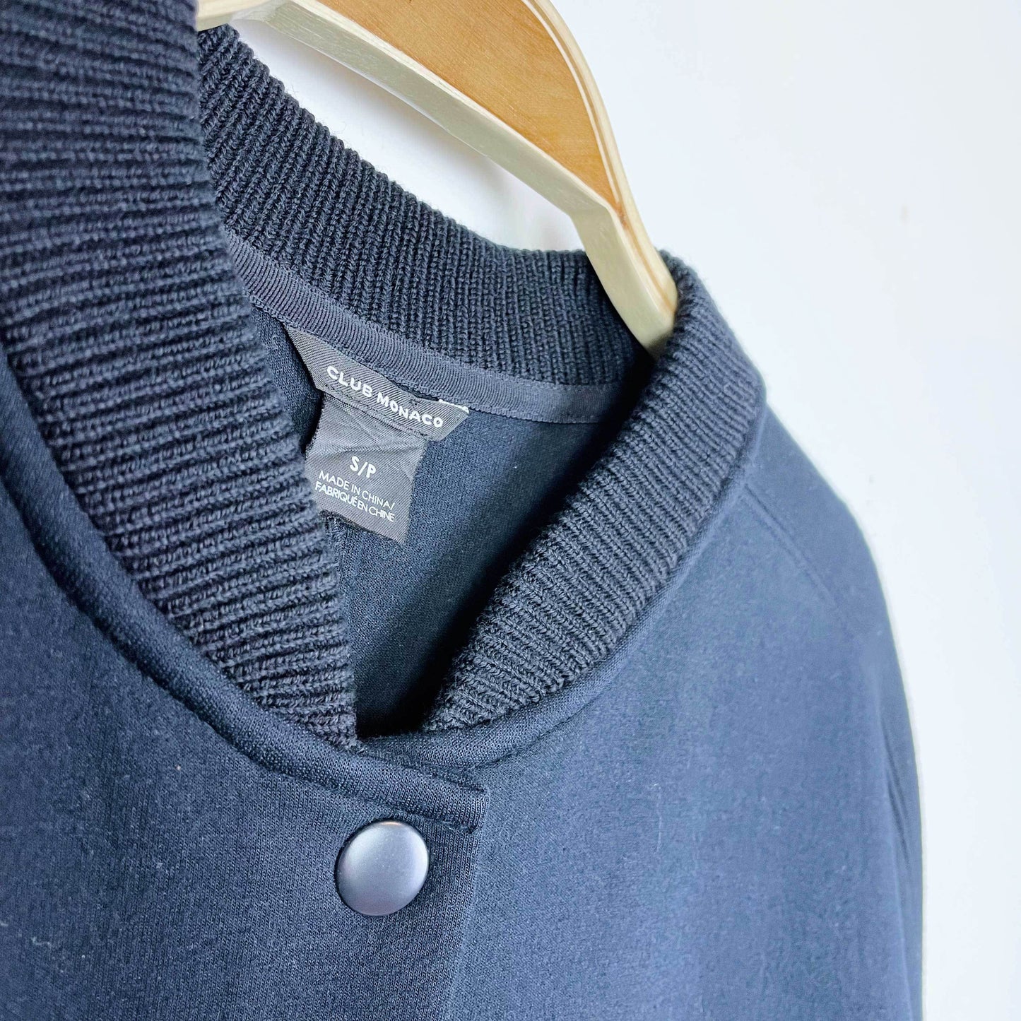 club monaco long bomber minimalist jacket - size small