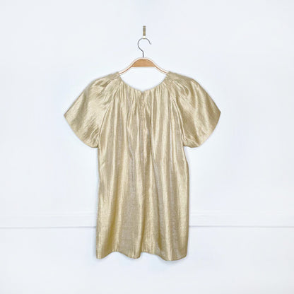 club monaco gold pleated ss blouse