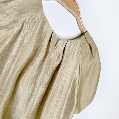 club monaco gold pleated ss blouse