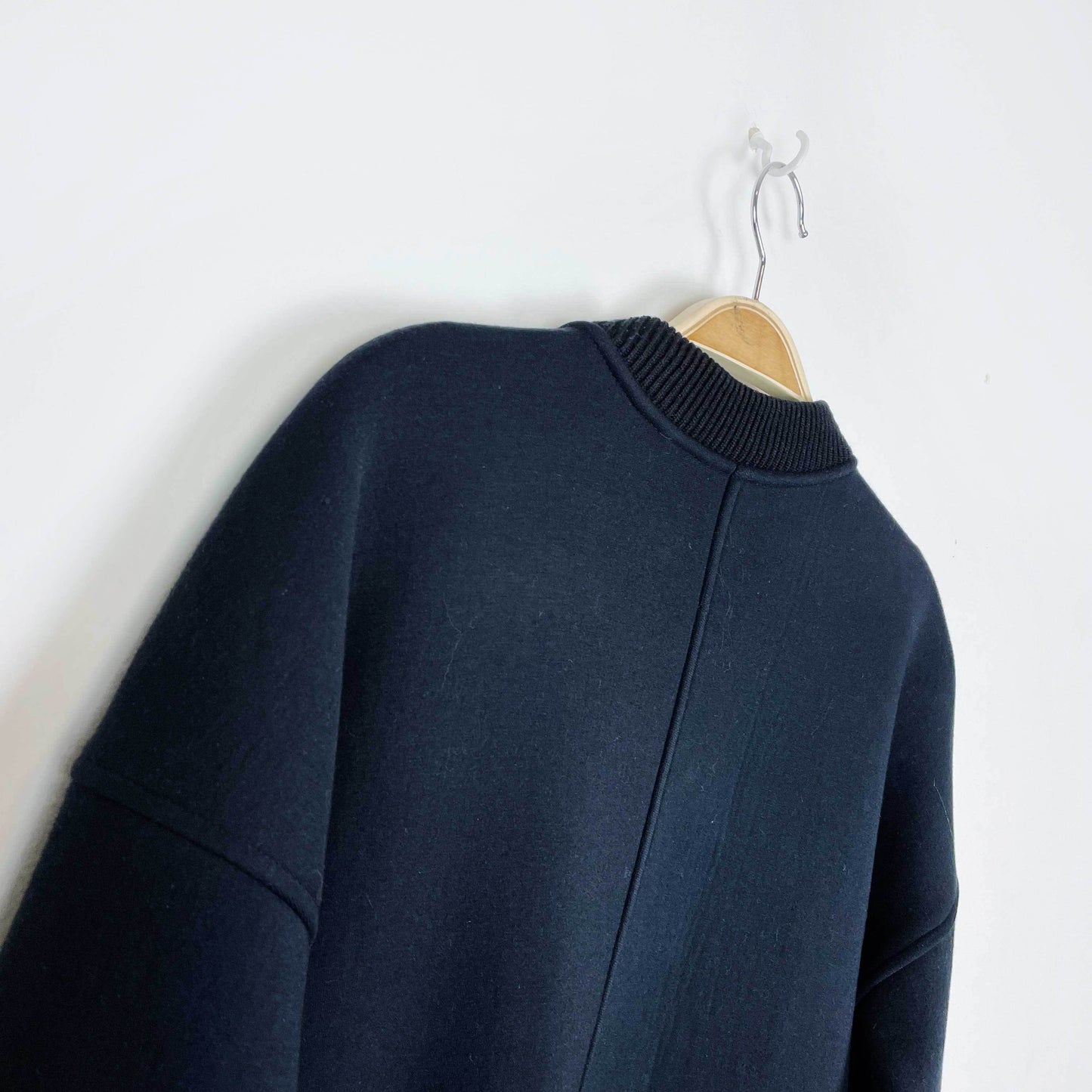 club monaco long bomber minimalist jacket - size small