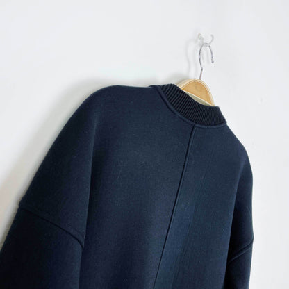 club monaco long bomber minimalist jacket - size small