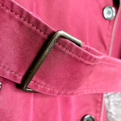 coach maroon mid-length cotton trench coat - size xs