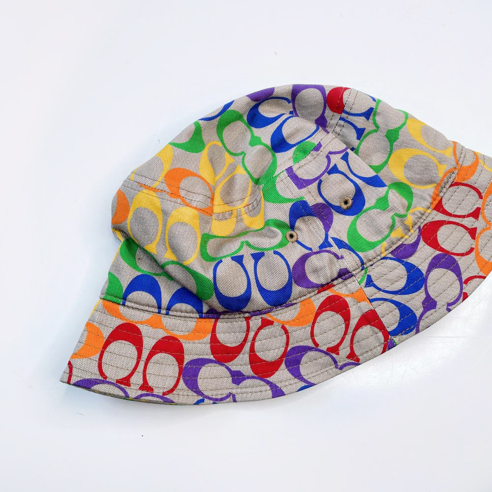coach rainbow signature bucket hat