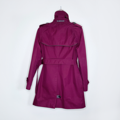 coach maroon mid-length cotton trench coat - size xs