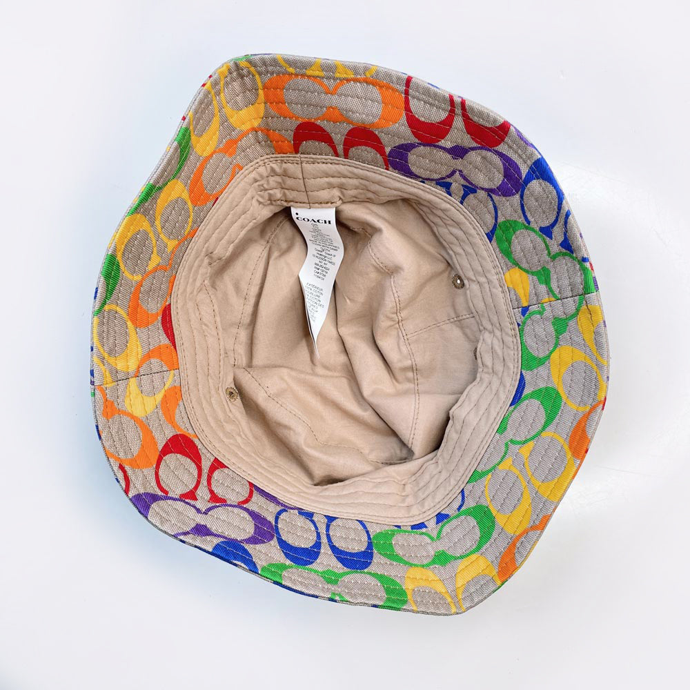 coach rainbow signature bucket hat