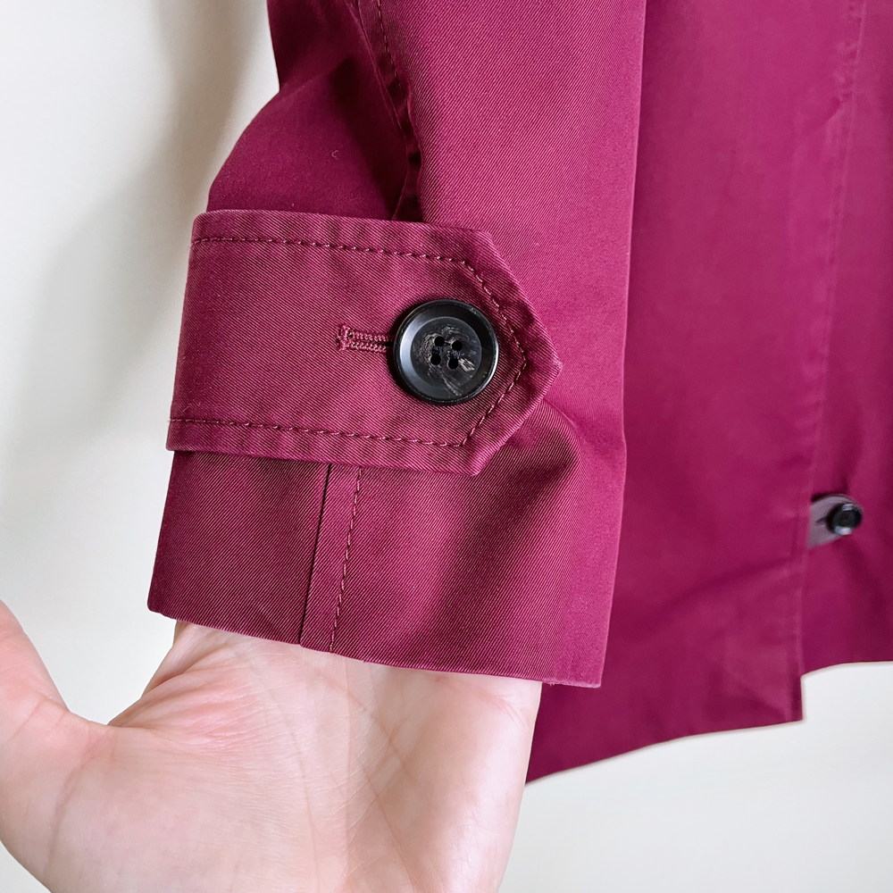 coach maroon mid-length cotton trench coat - size xs
