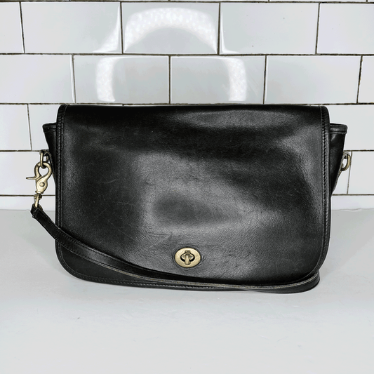 vintage 70s coach legacy black turn lock crossbody