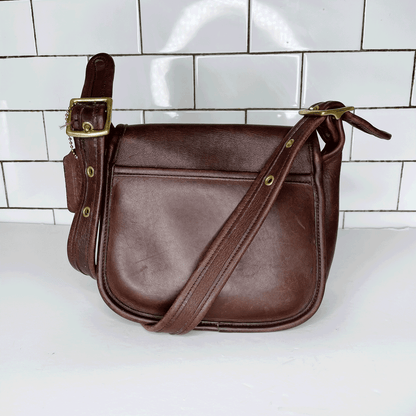 vintage 70s coach legacy trail brown small turn lock crossbody