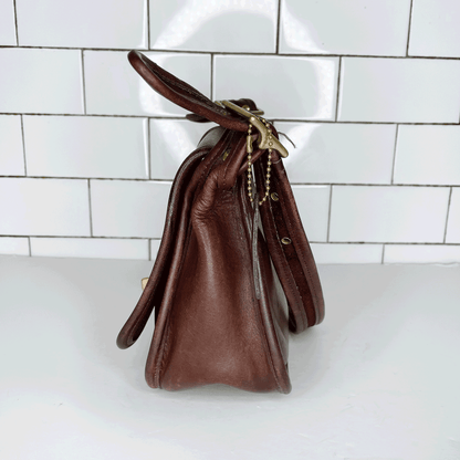 vintage 70s coach legacy trail brown small turn lock crossbody