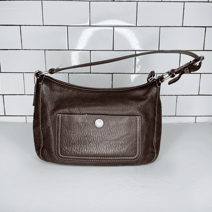 coach pebbled brown chelsea shoulder bag