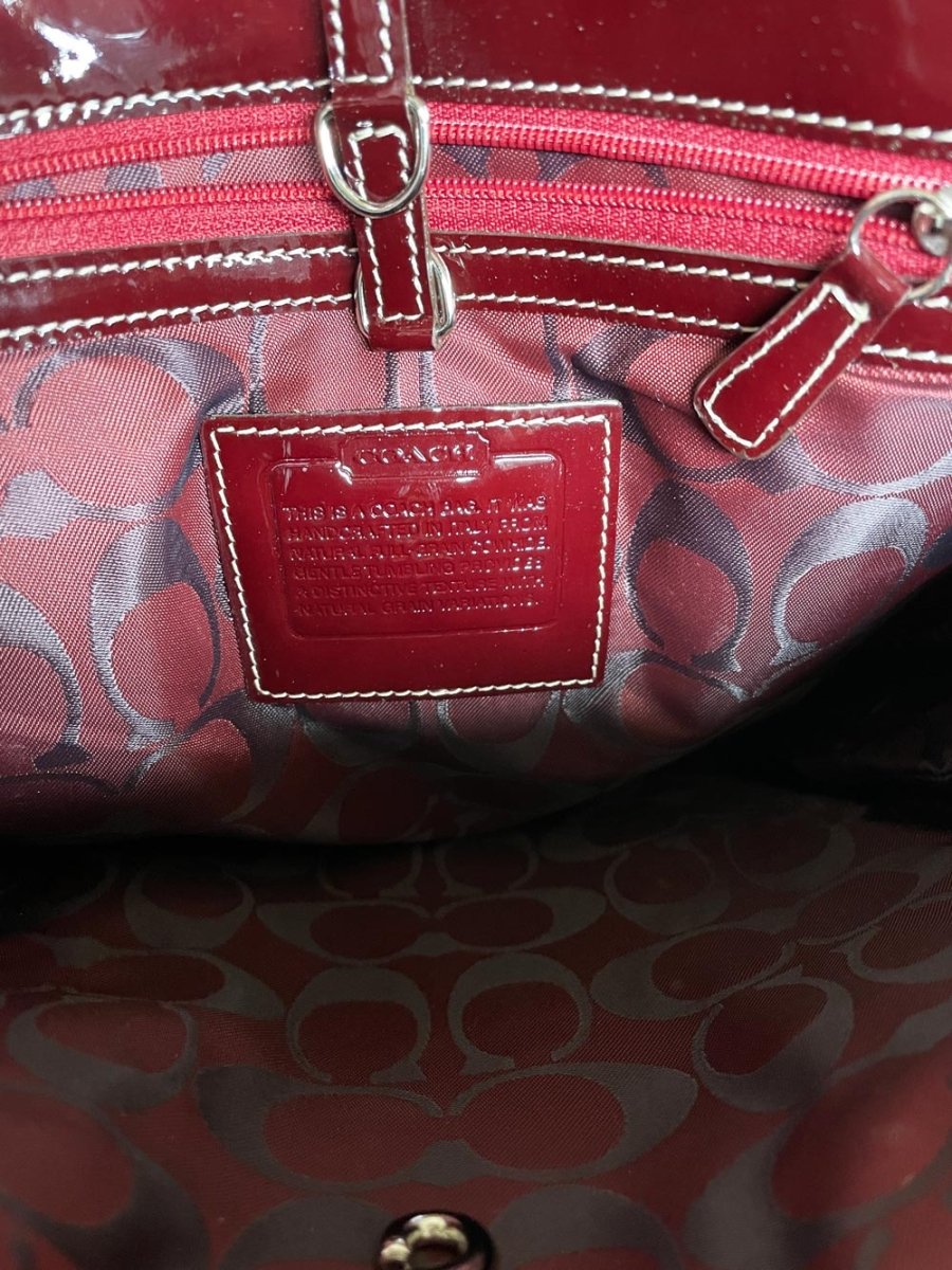 coach hampton suede stamped logo tote - good market thrift store