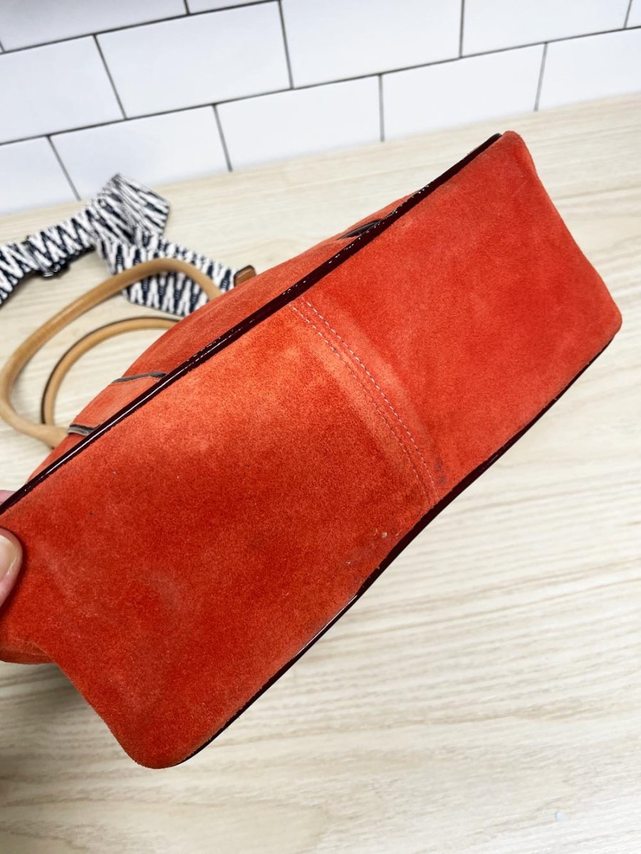coach hampton suede stamped logo tote - good market thrift store