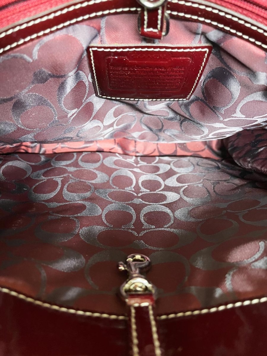 coach hampton suede stamped logo tote - good market thrift store