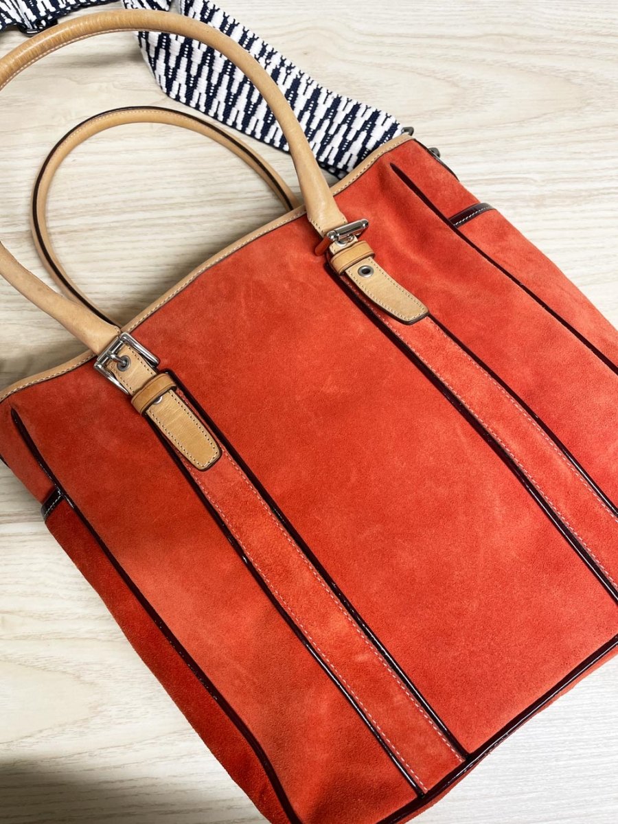 coach hampton suede stamped logo tote - good market thrift store