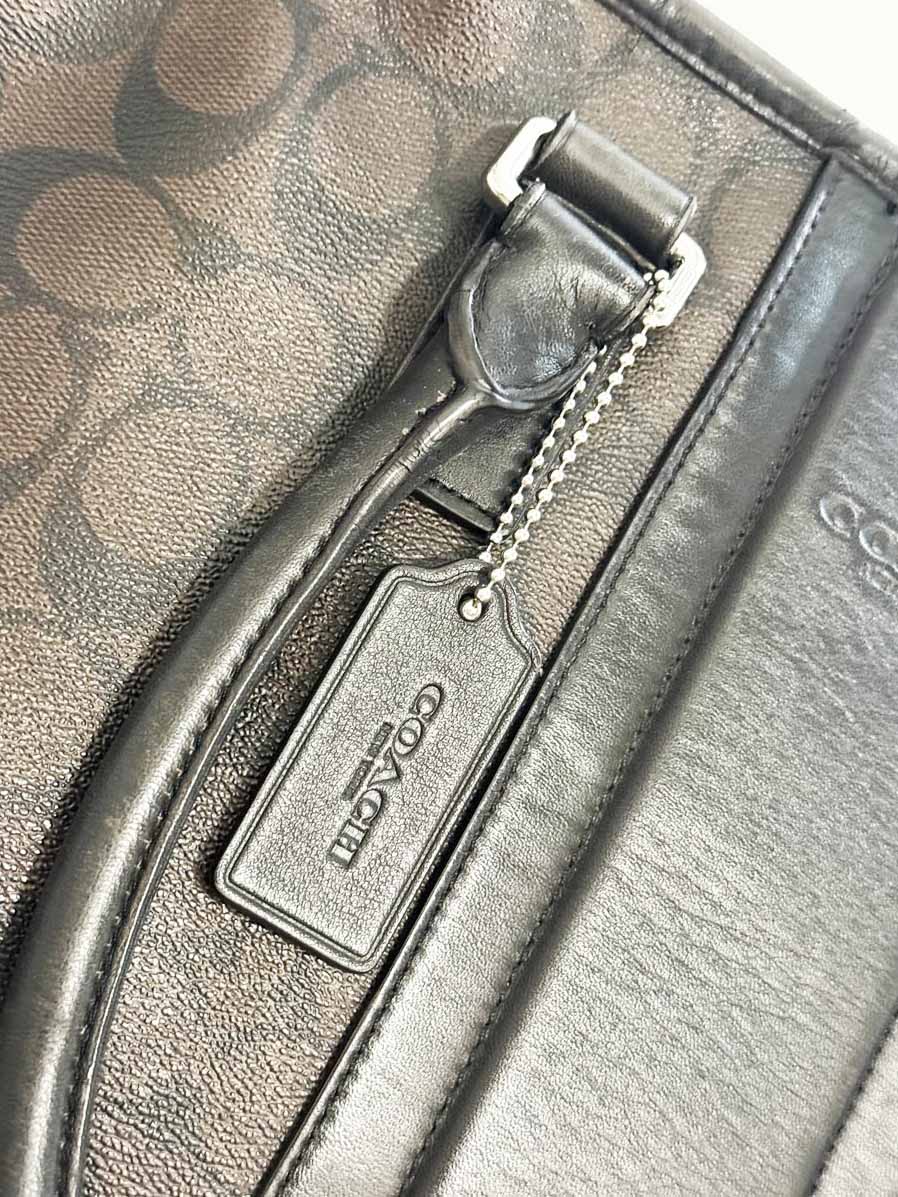 coach heritage signature stripe monogram leather tote bag - good market thrift store