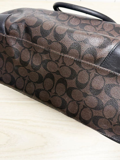 coach heritage signature stripe monogram leather tote bag - good market thrift store