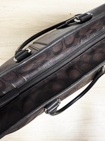 coach heritage signature stripe monogram leather tote bag - good market thrift store