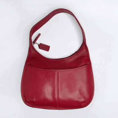 vintage coach red ergo leather shoulder bag