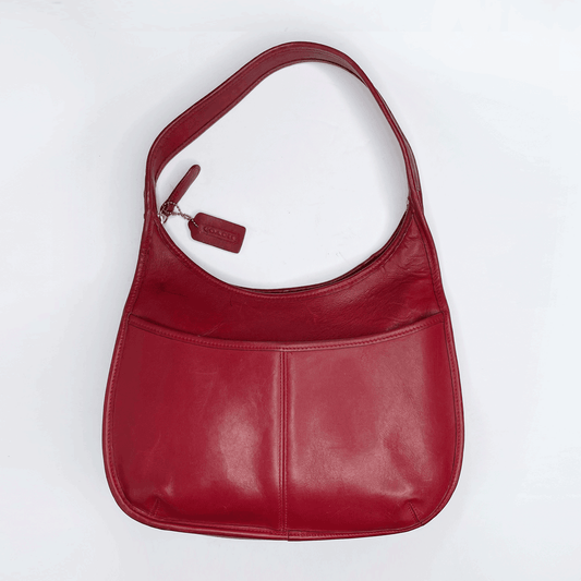 vintage coach red ergo leather shoulder bag