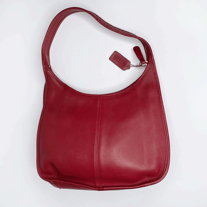 vintage coach red ergo leather shoulder bag